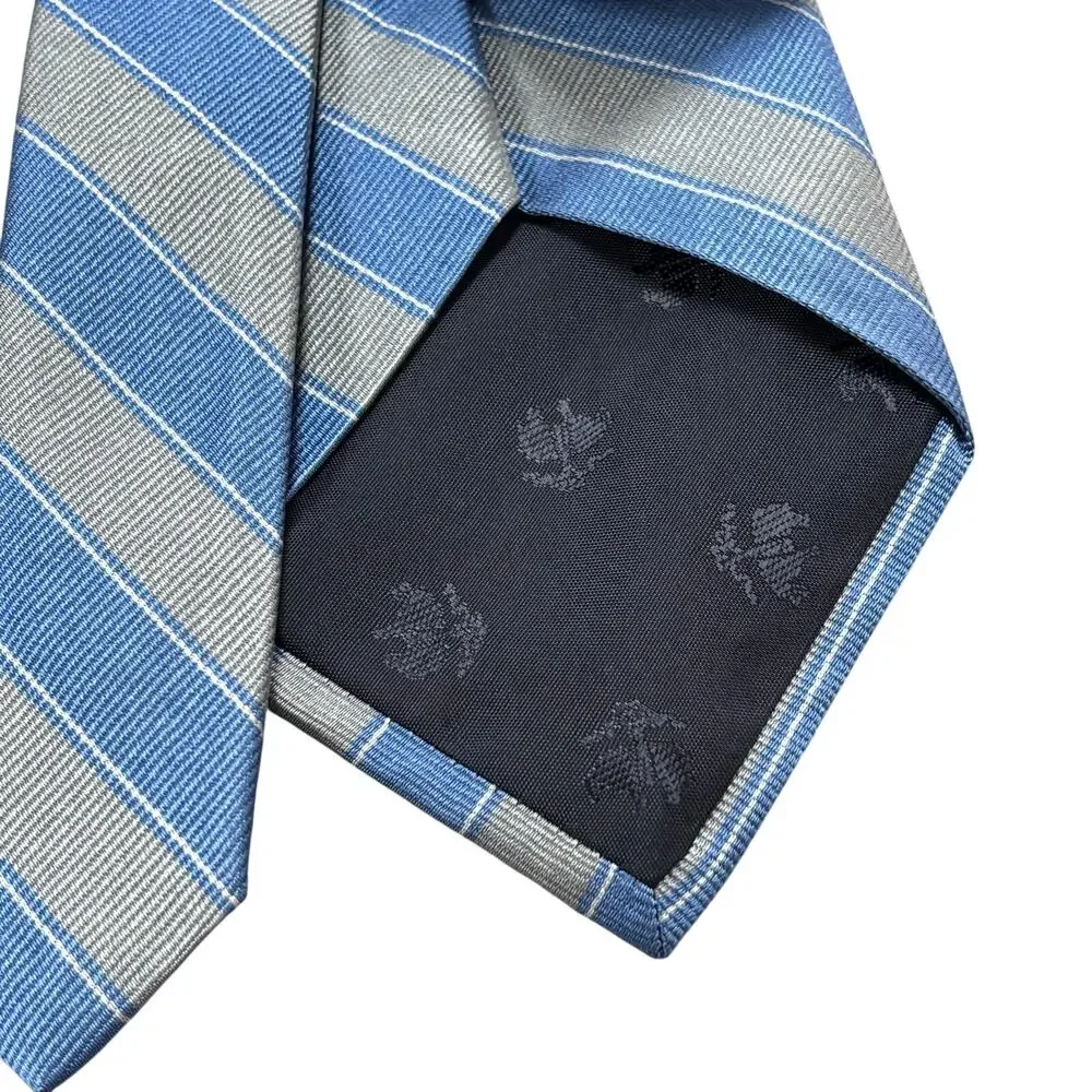 Vintage Brooks Brothers 346 Silk Repp Tie Stripe Blue & Silver USA